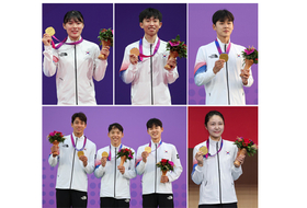 [아시안게임] 한국, 태권도·근대5종·펜싱서 금 5개 수확