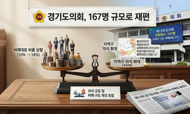 경기도의회 167명 체제로 확대…비례 14 상향 ‘정치 지형 변화’