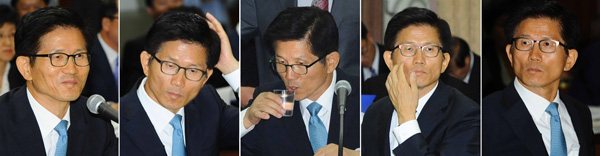 29일 경기도청에서 열린 경기도에 대한 국회 행정안전위원회의 국정감사에서 김문수 지사가 위원들의 질의에 답변하며 다양한 표정을 짓고 있다./노경신기자 mono316@