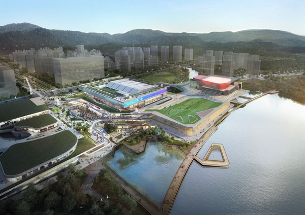 수원컨벤션센터 조감도. 2020년 10월까지 호텔과 백화점, 오피스건물 및 아쿠아리움이 순차적으로 들어설 예정이다.