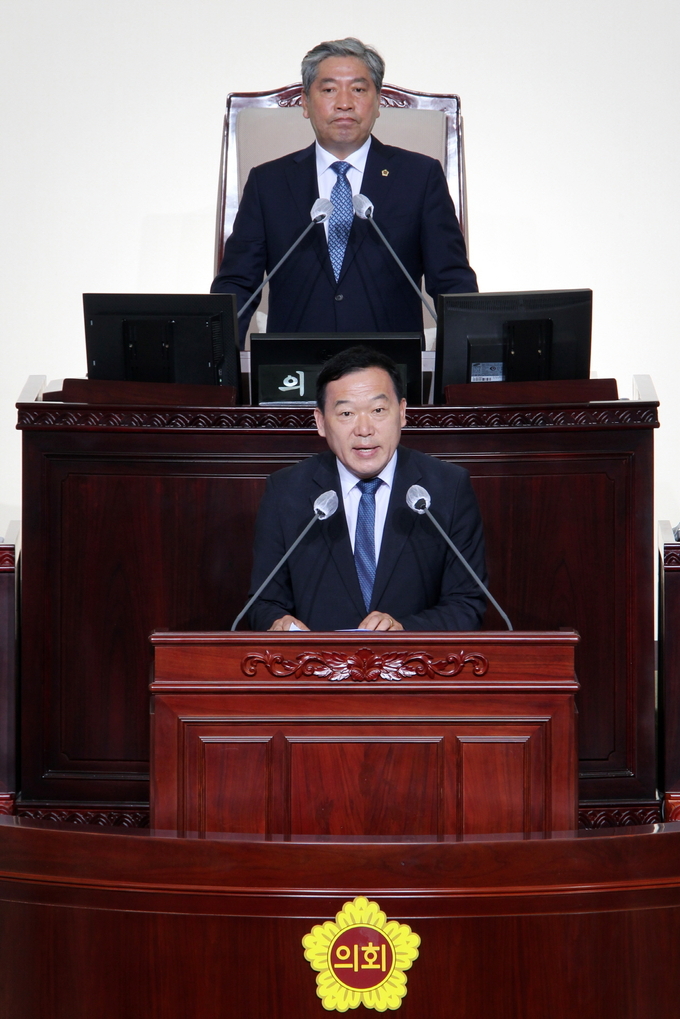 경기도의회 김인영 의원이 '이천지역 첨단테크노벨리 조성사업이 추진'을 촉구하고 있다./사진=경기도의회 제공