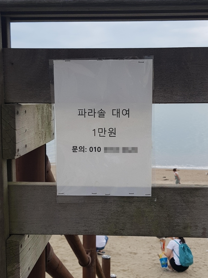 이른바 '배달영업' , 불법 파라솔 대여 전단지.