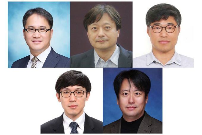 2020년 삼성미래기술육성사업 지정테마 연구지원 과제에 선정된 교수진(윗줄 왼쪽부터 동국대 김종필 교수, KAIST 이준구 교수, 한양대 정진욱 교수. 아랫줄 왼쪽부터 연세대 조승우 교수, 인하대 최리노 교수) (사진=삼성전자)