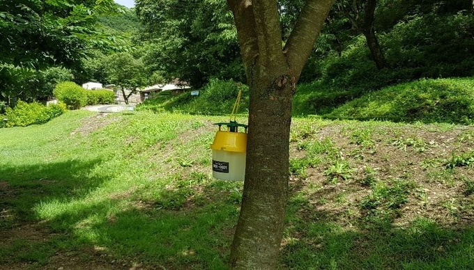 파주 율곡수목원의 친환경 해충 방제 모습/파주시제공