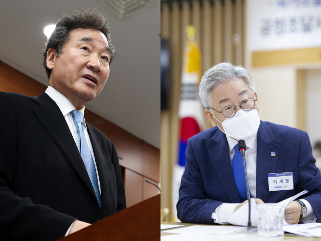 이낙연 더불어민주당 의원(왼쪽), 이재명 경기도지사(오른쪽). 사진= 연합뉴스