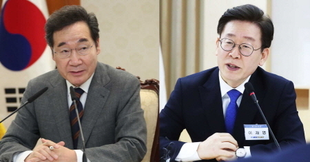 이낙연 더불어민주당 의원(왼쪽)과 이재명 경기도지사. 사진=연합뉴스