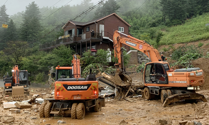 가평 펜션 매몰 현장. (사진=연합뉴스)