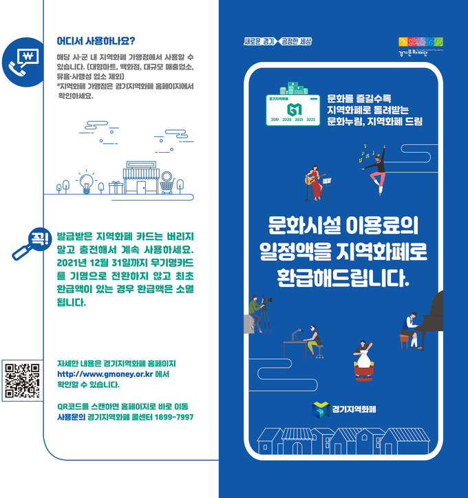 경기도와 경기문화재단이 오는 10일까지 ‘문화누림, 지역화폐 드림’ 사업에 참여할 문화시설 추가공모를 시행한다. (사진=경기문화재단 제공)
