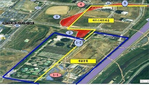 안양 만안구 석수2동·박달2동과 광명시 소하2동 경계 조정(안)으로, 노란 선이 변경 예정인 경계선 (사진=광명시 제공)