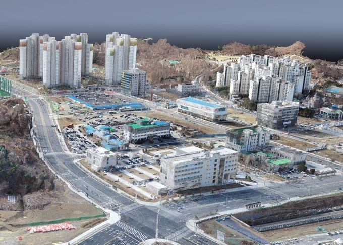 남양주시가 드론으로 항공측량을 할 수 있는 전문인력을 양성, 활용함으로써 용역을 통한 항공촬영을 진행할 경우 소요되는 비용 약 4억원의 예산을 절감했다고 밝혔다. 사진은 제2청사 3D Modeling. /남양주시 제공