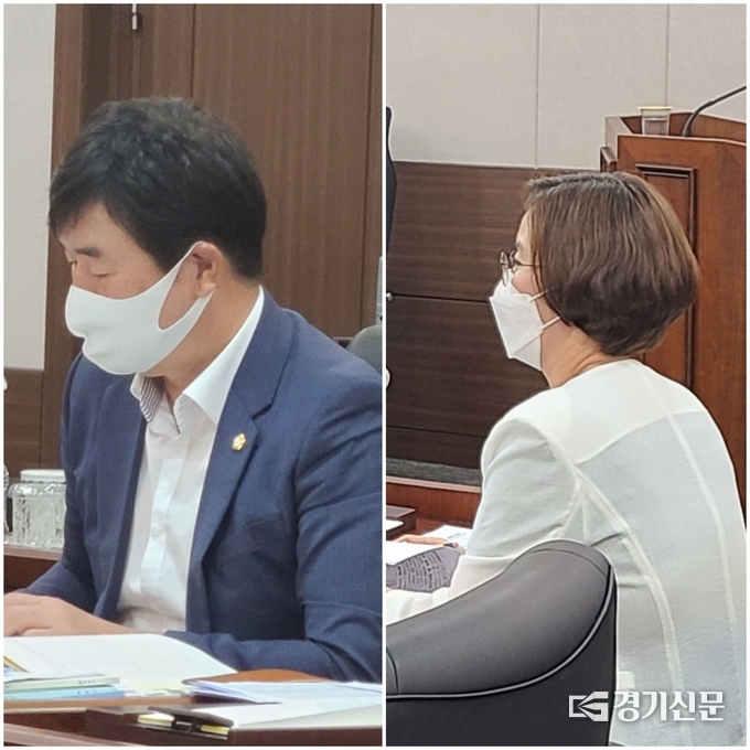 강준모 포천시의회 의원(왼쪽)과 유재연 교육지원과장 / 문석완 기자