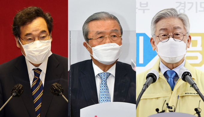 (왼쪽부터) 이낙연 더불어민주당 대표, 김종인 국민의힘 비대위원장, 이재명 경기도지사 (사진=연합뉴스/자료사진)