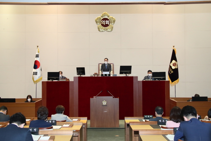 10월 12일 열린 성남시의회 제258회 임시회 개회식 및 제1차 본회의. /성남시의회 제공