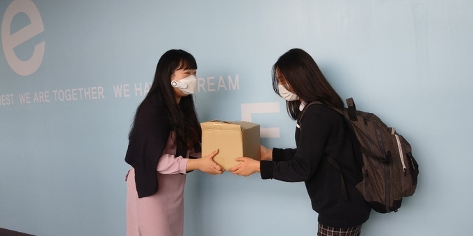 양주백석중학교 비대면 교육복지 우선지원사업 진행. (사진=백석중 제공)