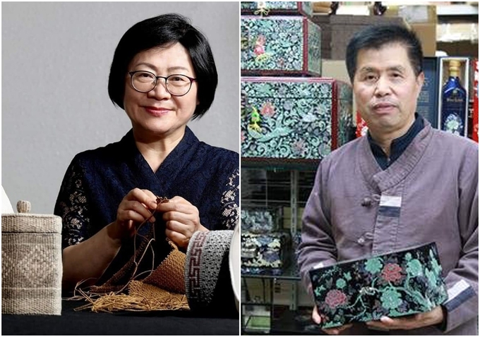 성남시 공예명장 1호 종이 분야의 지승공예가 홍연화 씨(사진 왼쪽)과, 공예명장 2호는 목·칠 분야의 옻칠장인 장태연 씨(사진 오른쪽) (사진=성남시 제공)