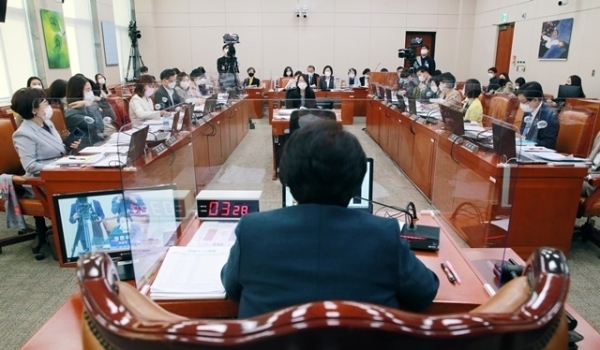 27일 오전 서울 여의도 국회에서 여성가족위원회의 여성가족부, 한국양성평등교육진흥원, 한국청소년활동진흥원, 한국청소년상담복지개발원, 한국건강가정진흥원, 한국여성인권진흥원 국정감사가 열리고 있다. 사진=연합뉴스 