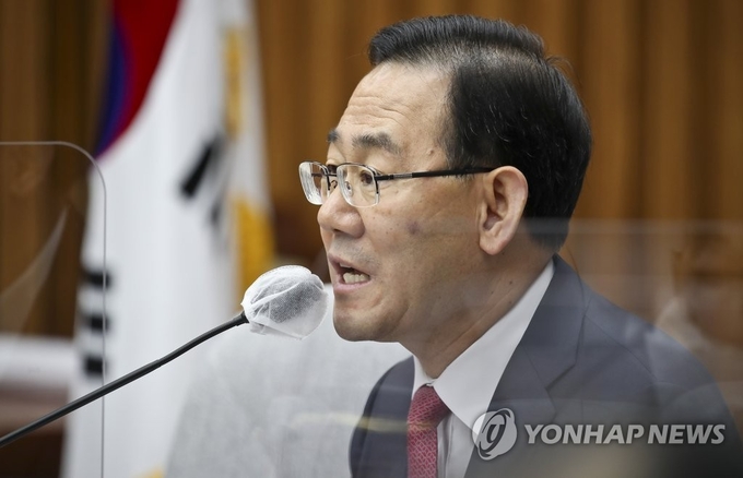 국민의힘 주호영 원내대표가 3일 국회에서 열린 원내대책회의에서 발언하고 있다. (사진=연합뉴스) 