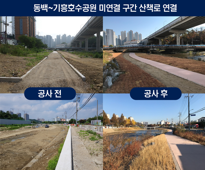 기흥호수공원 미연결 구간 산책로 연결 모습. (사진=용인시 제공)