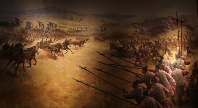 장평대전. 전쟁 현장에 세운 산서성 운성(云城)박물관 그림