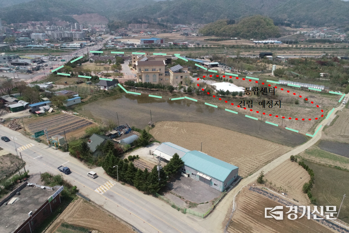 ‘포천시 돌봄 통합센터 건립사업’건립 예정 부지의 드론 사진 (사진=포천시 제공)