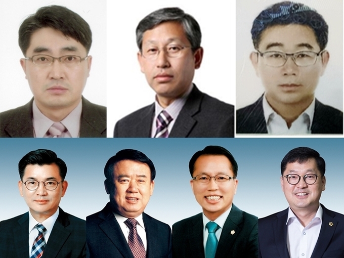 (왼쪽부터 시계방향으로) 손임성 도시정책관, 심창보 총무과장, 최서용 예산총괄팀장, 권재형 의원 , 이필근 의원, 정승현 의원, 황수영 의원, (사진= 경기도 제공)