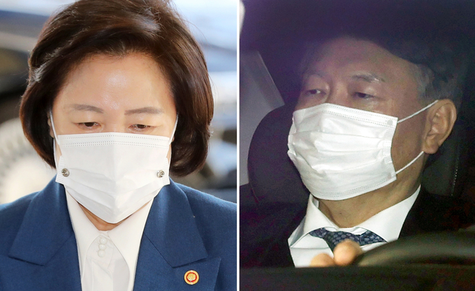 추미애 법무부 장관과 윤석열 검찰총장. (사진=연합뉴스 제공)