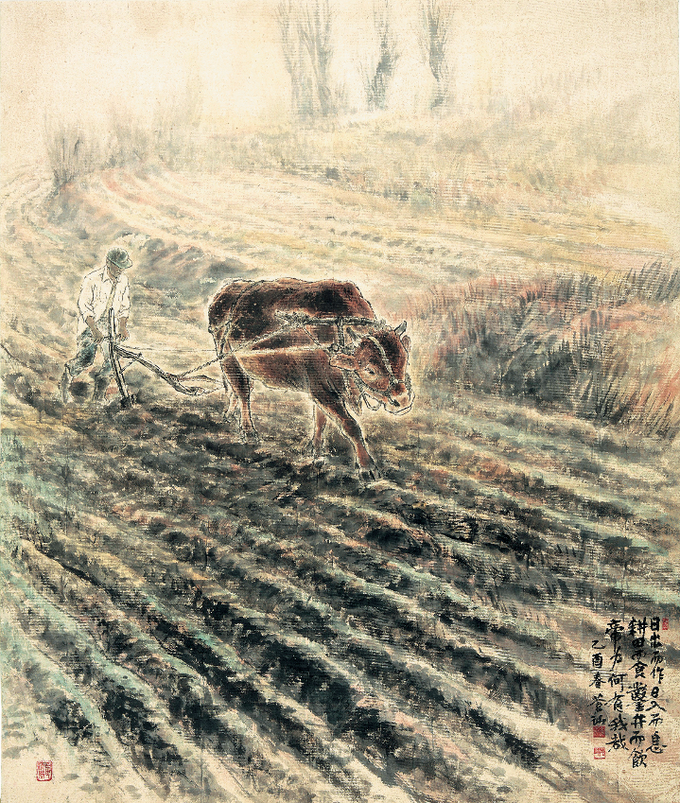 김대원 作 '밭갈이', 한지에 수묵 담채. (사진=작가 제공)