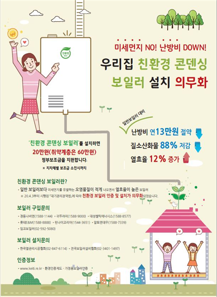 ‘친환경 콘덴싱보일러’ 설치 지원 사업 포스터(사진=경기도 제공)