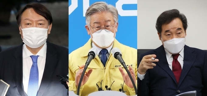 윤석열 검찰총장(왼쪽부터), 이재명 경기도지사, 이낙연 더불어민주당 대표 (사진= 연합뉴스 제공)