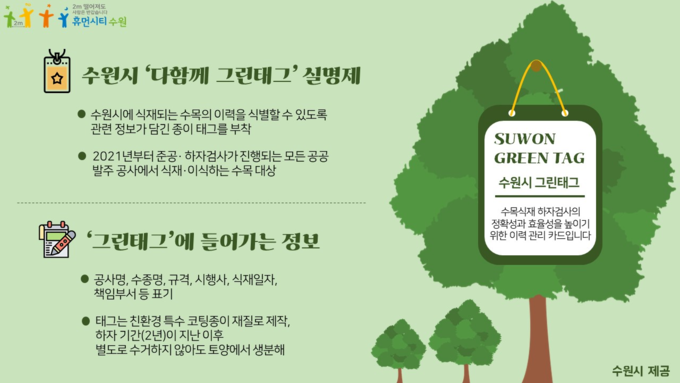 수원시가 공공 공사 나무를 대상으로 '그린태그 실명제'를 시행한다. (사진=수원시 제공)