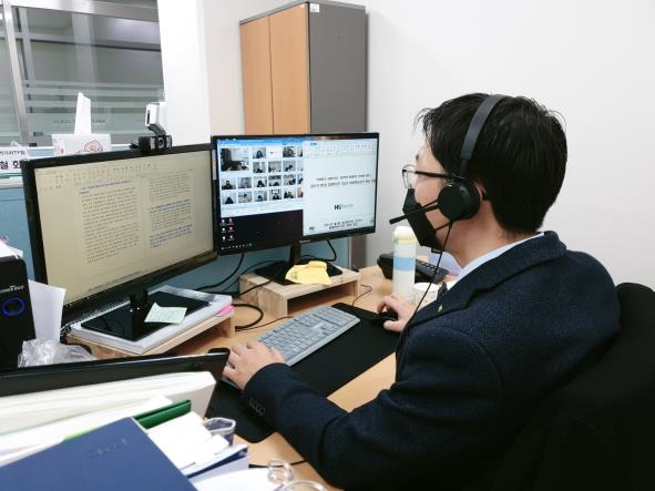 화성도시공사가 지난 19일 경영혁신TF추진단 ‘2021년 제1차 회의’를 온라인 비대면으로 개최했다. (사진=화성도시공사 제공)