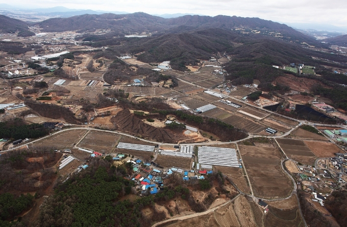 '용인 반도체클러스터'가 조성될 예정인 용인시 처인구 원삼면 일대의 모습 (사진=용인시 제공)