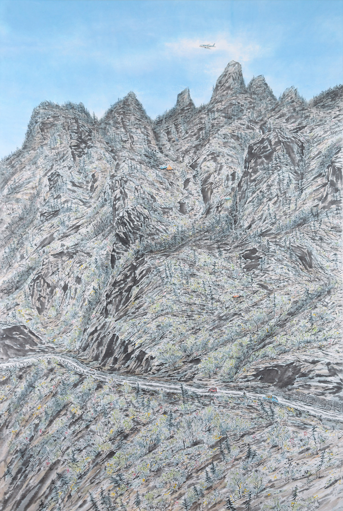 성남큐브미술관 2020 신소장품전/김호민 作 '캠핑희망도-한계령'. (사진=성남문화재단 제공)