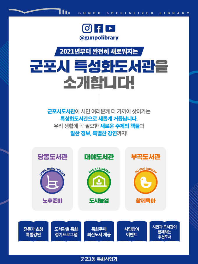 군포시 특성화도서관 사업 홍보물.