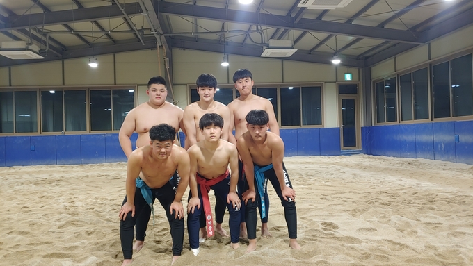 수원농생명과학고등학교 씨름단 선수들 모습 (사진=김도균 수습기자)