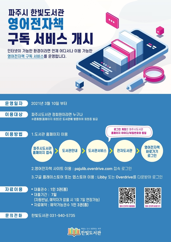 파주 한빛도서관의 영어전자책 홍보 포스터. (사진=파주시 제공)