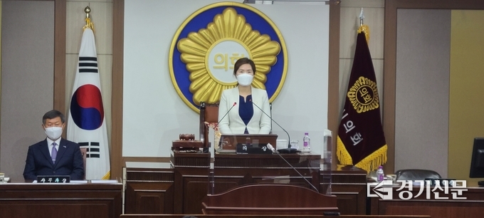 포천시의회 손세화 의장이 개회사를 하고 있다. (사진=문석완 기자)