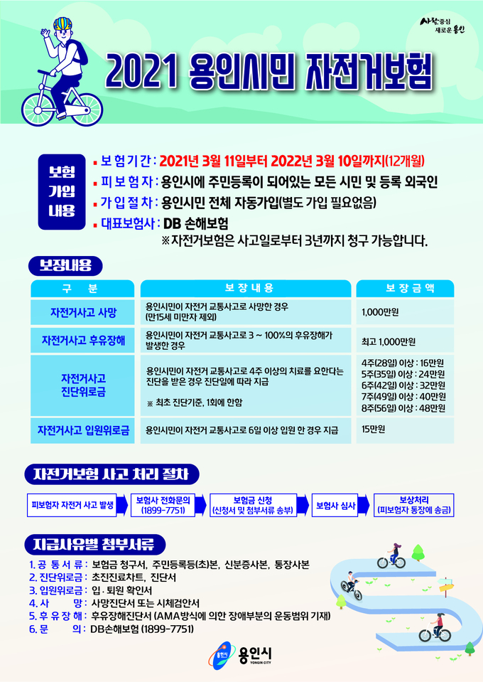용인시 자전거보험 포스터 (사진=용인시 제공)