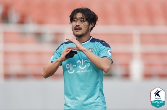 지난 13일 경남FC와의 경기에서 동점골을 넣은 김민호 모습 (사진=한국프로축구연맹 제공)