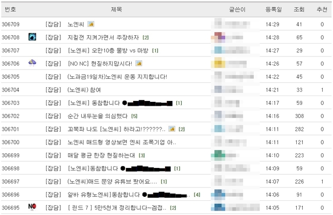 19일 게임 커뮤니티 인벤 게시판에 게재되고 있는 엔씨소프트 게임 소비자 불매운동 '노엔씨(No엔씨)' 게시물들의 모습. (사진=인벤)