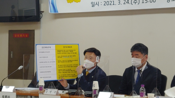 경기도체육회 강병국 사무처장이 경기도체육회의 역할에 관해 이야기하고 있다. (사진=김도균 수습기자)