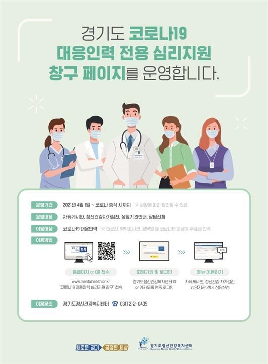 코로나19 대응인력 전용 심리지원 창구 포스터(사진=경기도 제공)