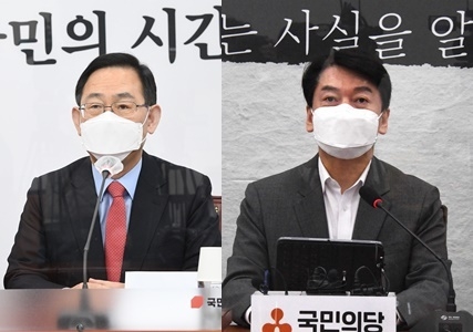 주호영(왼쪽) 국민의힘 당대표 권한대행과 안철수 국민의힘 대표.(사진=연합뉴스) 