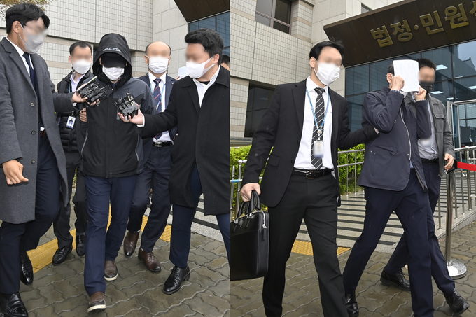 12일 안산시 고잔동 수원지방법원 안산지원에서 3기 신도시 땅 투기 혐의를 받고 있는 현직 LH직원 A씨와 지인 B씨가 영장실질심사를 마친 뒤 법정을 나서고 있다. (사진=황준선 기자)