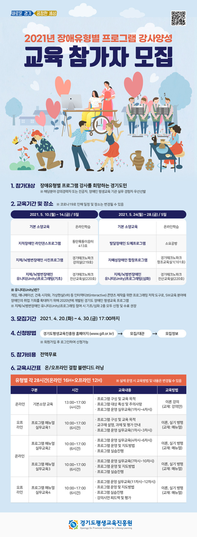 장애유형별 프로그램 강사양성 교육 참가자모집 웹포스터(사진=경기도 제공)