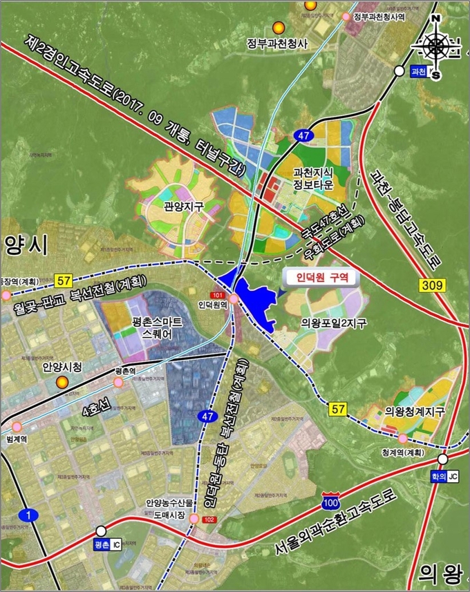 안양 도시공사가 참여할 인덕원지영 지적도.