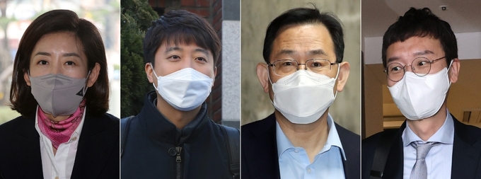 (왼쪽부터) 나경원-이준석-주호영-김웅 (사진= 연합뉴스) 
