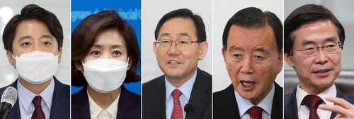 왼쪽부터 이준석·나경원·주호영·홍문표·조경태 후보 (사진= 연합뉴스) 