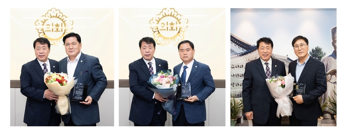 남양주시의회 이도재, 이영환, 박성찬 의원이‘제10회 경기도 시․군 의회 의장협의회 의정활동 우수의원’으로 선정돼 표창을 수상했다.(사진=남양주시의회 제공)