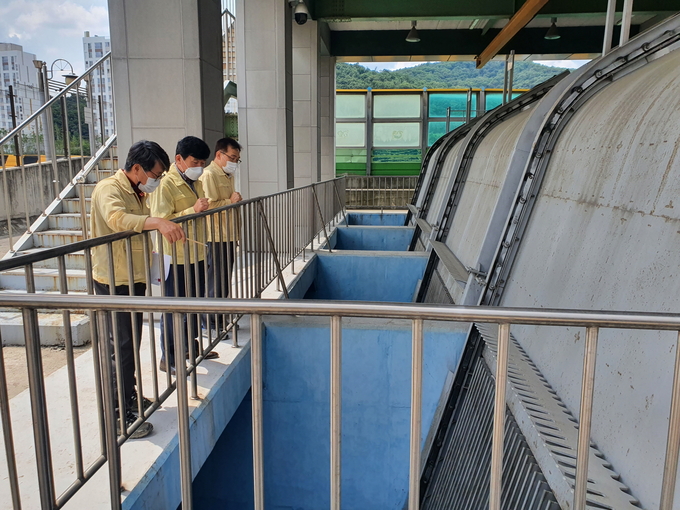 집중호우 대비 빗물펌프장 시험가동 모습. (사진=동두천시 제공)